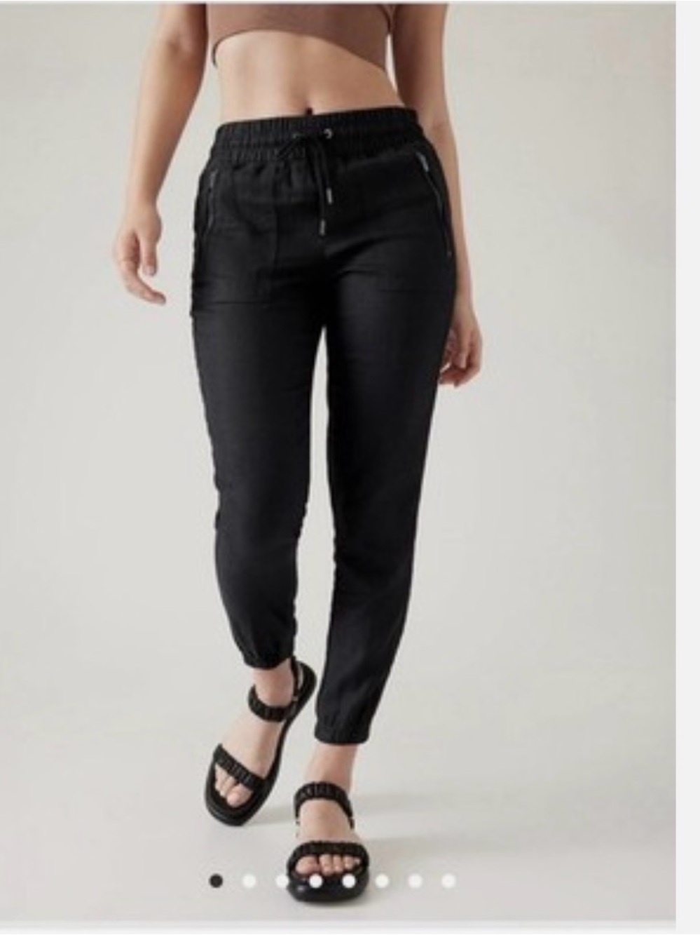 Athleta Cabo Linen Jogger Pants Yoga Pilates Black  Size 14